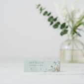 Elegant Dusky Floral Aqua Stud die beeldscherm ver Mini Visitekaartje (Staand voorkant)