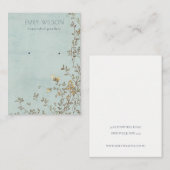 Elegant Dusky Floral Aqua Stud die beeldscherm ver Visitekaartje (Voorkant / Achterkant)