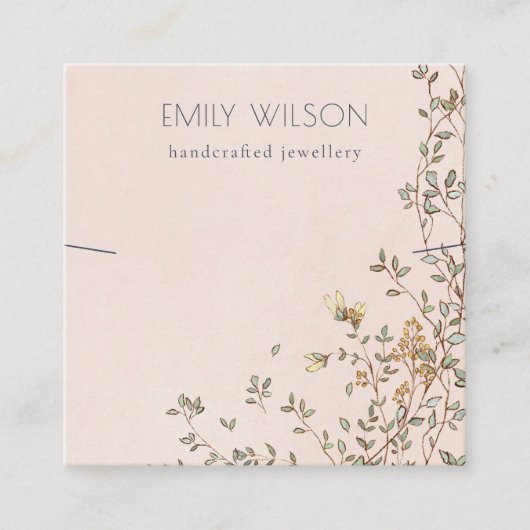 Elegant Dusky Floral Blush Band Ketting Display Vierkante Visitekaartje (Voorkant)