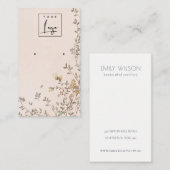 Elegant Dusky Floral Blush Logo Earning Display Visitekaartje (Voorkant / Achterkant)