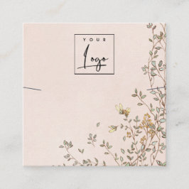 Elegant Dusky Floral Blush Logo Ketting display Vierkante Visitekaartje