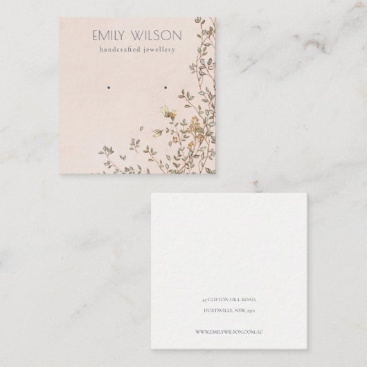 Elegant Dusky Floral Blush Stud die beeldscherm ve Vierkante Visitekaartje (Voorkant / Achterkant)