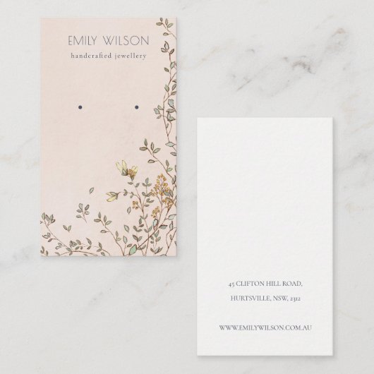 Elegant Dusky Floral Blush Stud die beeldscherm ve Visitekaartje (Voorkant / Achterkant)