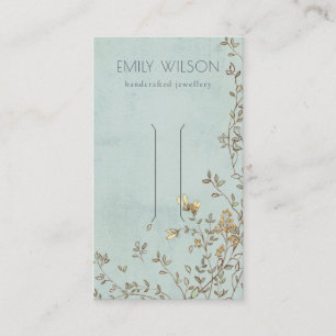 Elegant Dusky Floral Vine Aqua Hair Clip Display Visitekaartje