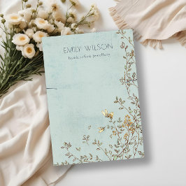 Elegant Dusky Floral Vine Aqua Ketting Visitekaartje