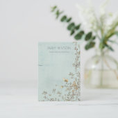 Elegant Dusky Floral Vine Aqua Ketting Visitekaartje (Staand voorkant)