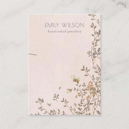 Elegant Dusky Floral Vine Blush Ketting Display Visitekaartje (Voorkant)