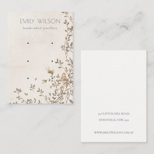 Elegant Dusky Floral Vine Ivory 3 Veroorbaar beeld Visitekaartje (Voorkant / Achterkant)