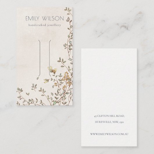 Elegant Dusky Floral Vine Ivory Hair Clip Display Visitekaartje (Voorkant / Achterkant)