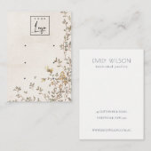 Elegant Dusky Floral Vine Logo 3 oorscherm Visitekaartje (Voorkant / Achterkant)