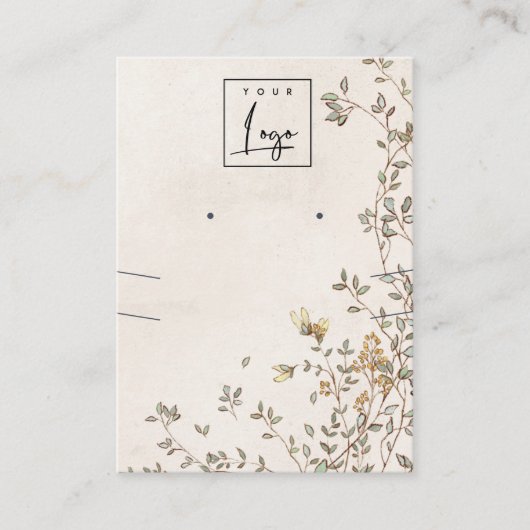 Elegant Dusky Floral Vine Logo, Ketting Visitekaartje (Voorkant)