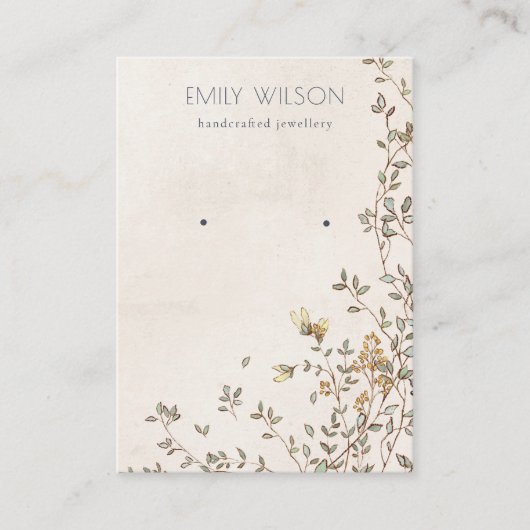 Elegant Dusky Floral Vine Stud die beeldscherm ver Visitekaartje (Voorkant)