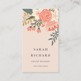 Elegant Dusky Oranje Blush Pink Ambrosia Floral Visitekaartje