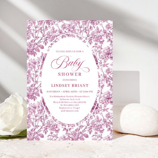 Elegant Dusky Pink Rose Gold Baby Shower Invite Kaart