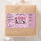 Elegant Dusky Roos Roze Bloemenbad Productlabel Etiket (Insitu)