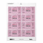 Elegant Dusky Roos Roze Bloemenbad Productlabel Etiket (Full Sheet)