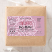 Elegant Dusky Roos Roze Bloemenpot Productlabel Etiket (Insitu)