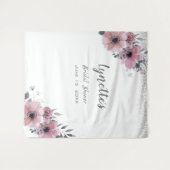 Elegant Dusky Roos Silver Glitter Vrijgezellenfees Wandkleed (Voorkant (horizontaal))