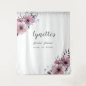 Elegant Dusky Roos Silver Glitter Vrijgezellenfees Wandkleed (Voorkant)