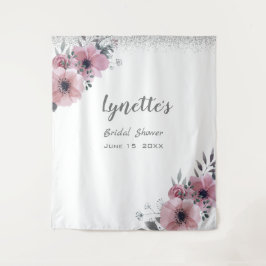 Elegant Dusky Roos Silver Glitter Vrijgezellenfees Wandkleed