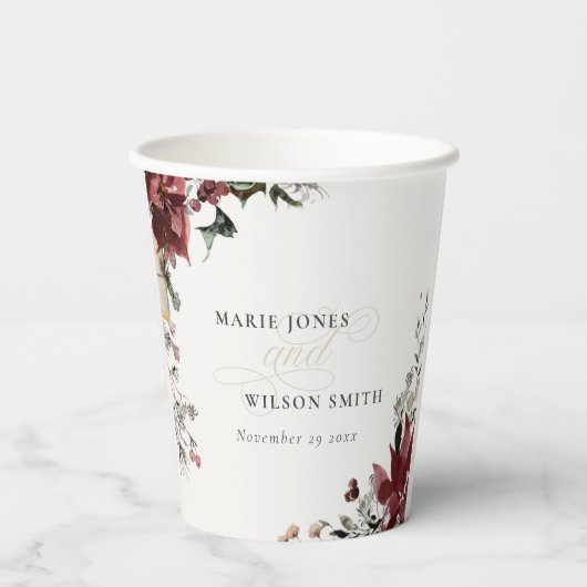 Elegant Dusky Warm Winter Festive Foliage Papieren Bekers (Achterkant)