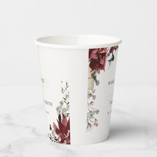 Elegant Dusky Warm Winter Festive Foliage Papieren Bekers (Links)