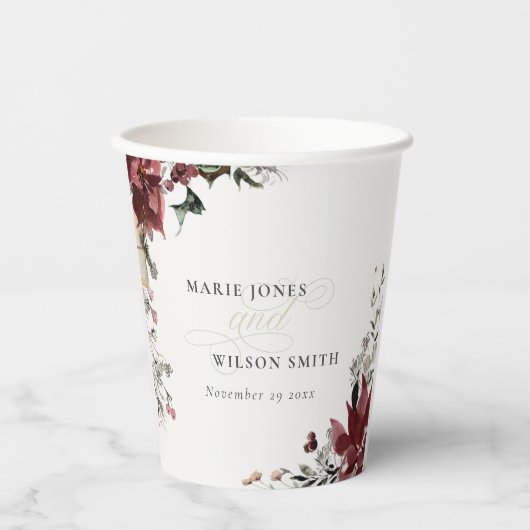 Elegant Dusky Warm Winter Festive Foliage Papieren Bekers (Voorkant)