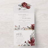 Elegant Dusky Warm Winter Festive Foliage Wedding All In One Uitnodiging (Binnen)