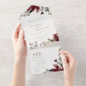 Elegant Dusky Warm Winter Festive Foliage Wedding All In One Uitnodiging (Afscheurbaar)