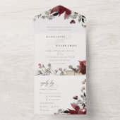 Elegant Dusky Warm Winter Festive Foliage Wedding All In One Uitnodiging (Binnen)