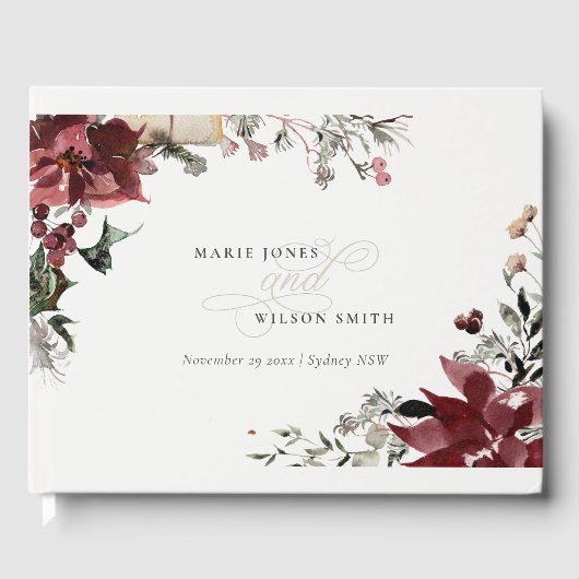 Elegant Dusky Warm Winter Festive Foliage Wedding Gastenboek (Voorkant)