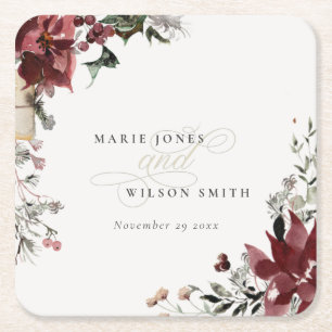 Elegant Dusky Warm Winter Festive Foliage Wedding Kartonnen Onderzetters