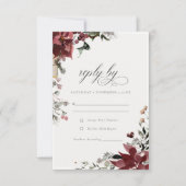 Elegant Dusky Warm Winter Festive Foliage Wedding RSVP Kaartje (Voorkant)