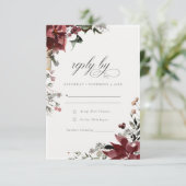 Elegant Dusky Warm Winter Festive Foliage Wedding RSVP Kaartje (Staand voorkant)