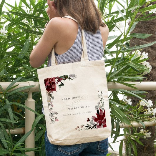 Elegant Dusky Warm Winter Festive Foliage Wedding Tote Bag