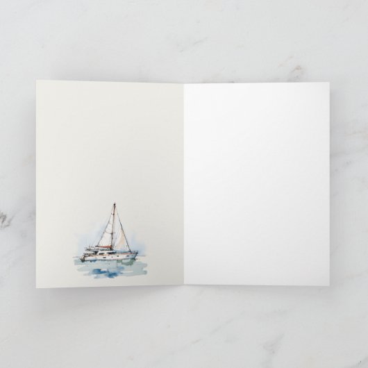 Elegant Dusky zeilboot Yacht zeillandschap bruilof Bedankkaart (Binnen)