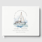 Elegant Dusky zeilboot Yacht zeillandschap bruilof Gastenboek (Voorkant)