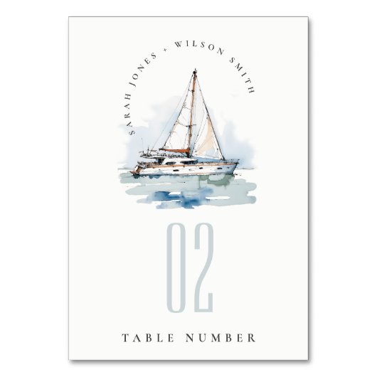 Elegant Dusky zeilboot Yacht zeillandschap bruilof Kaart (Voorkant)