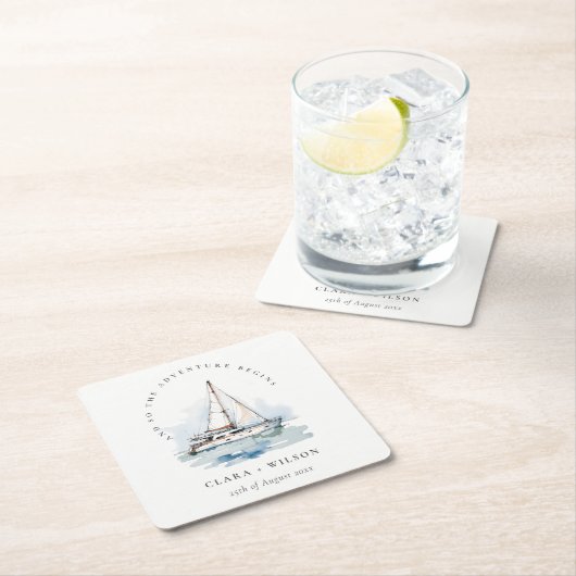 Elegant Dusky zeilboot Yacht zeillandschap bruilof Kartonnen Onderzetters (Insitu)