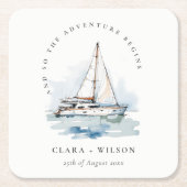 Elegant Dusky zeilboot Yacht zeillandschap bruilof Kartonnen Onderzetters (Voorkant)