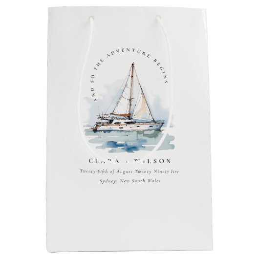 Elegant Dusky zeilboot Yacht zeillandschap bruilof Medium Cadeauzakje (Voorkant)