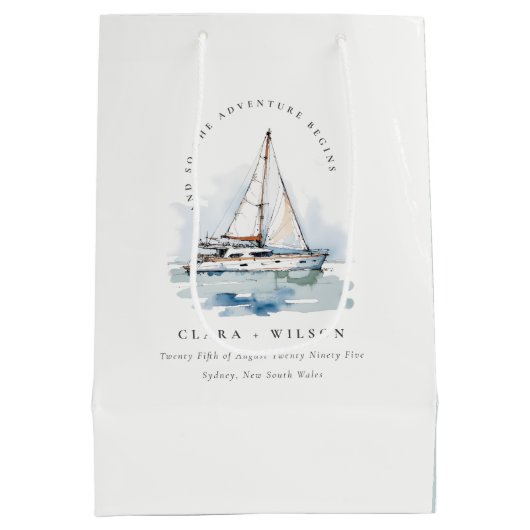 Elegant Dusky zeilboot Yacht zeillandschap bruilof Medium Cadeauzakje (Achterkant)