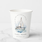 Elegant Dusky zeilboot Yacht zeillandschap bruilof Papieren Bekers (Voorkant)