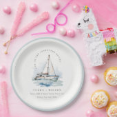 Elegant Dusky zeilboot Yacht zeillandschap bruilof Papieren Bordje (Feest)