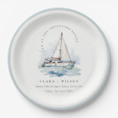 Elegant Dusky zeilboot Yacht zeillandschap bruilof Papieren Bordje (Voorkant)