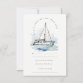 Elegant Dusky zeilboot Yacht zeillandschap bruilof RSVP Kaartje (Voorkant)