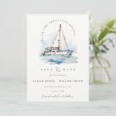 Elegant Dusky zeilboot Yacht zeillandschap bruilof Save The Date (Staand voorkant)