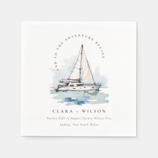 Elegant Dusky zeilboot Yacht zeillandschap bruilof Servet (Voorkant)