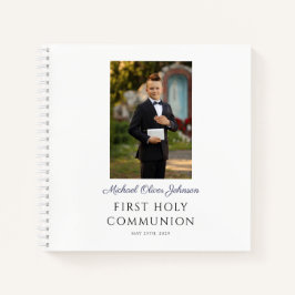 Elegant Dust Blue Eerste Communie Guestbook Notitieboek