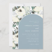 Elegant Dust Blue Watercolor Floral Arch Wedding Kaart (Voorkant)